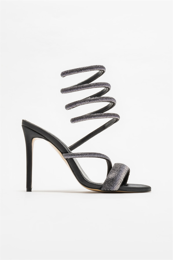 Siyah topuklu kadın sandalet - Elle Shoes
