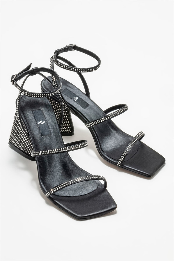 Siyah topuklu kadın sandalet - Elle Shoes