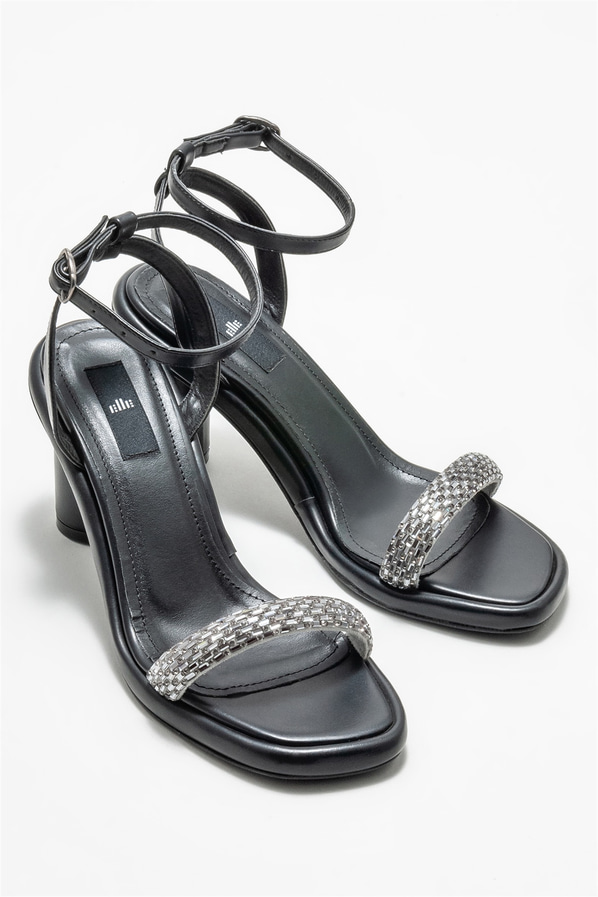 Siyah topuklu kadın sandalet - Elle Shoes