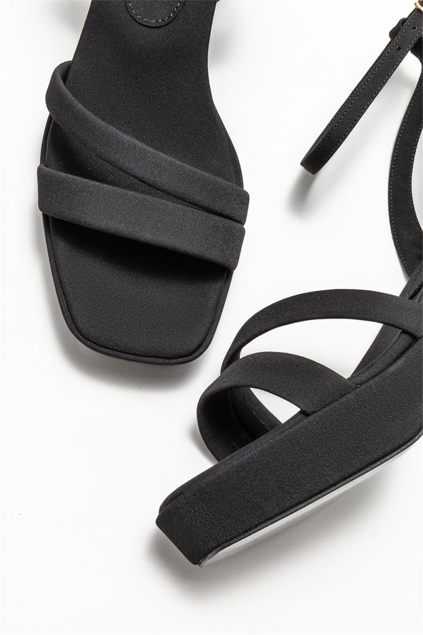 Siyah topuklu kadın sandalet - Elle Shoes