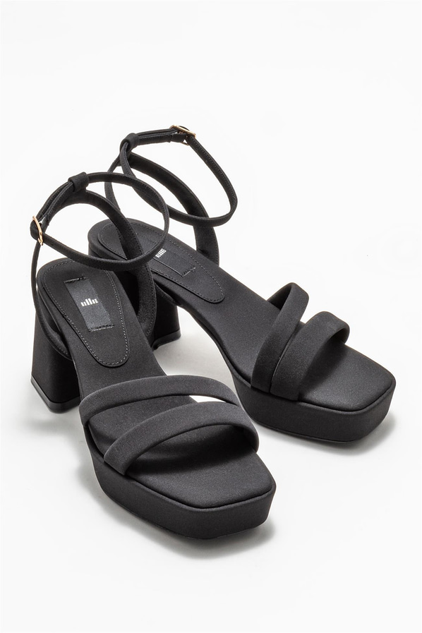 Siyah topuklu kadın sandalet - Elle Shoes