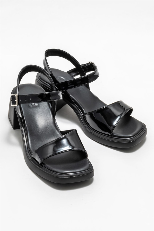 Siyah topuklu kadın sandalet - Elle Shoes