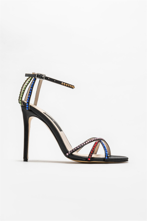 Siyah topuklu kadın sandalet - Elle Shoes