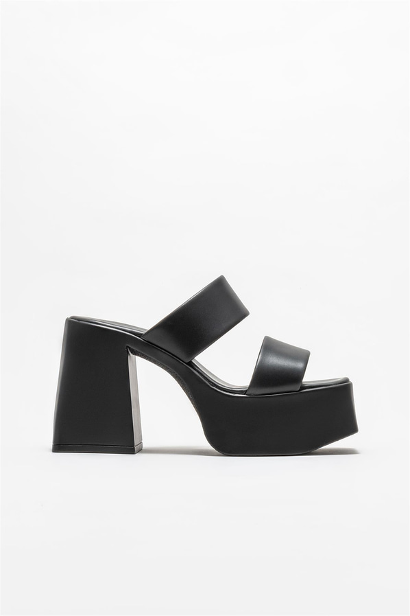 Siyah topuklu kadın terlik - Elle Shoes