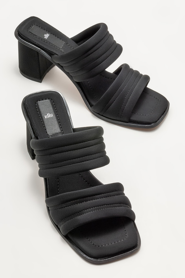 Siyah topuklu kadın terlik - Elle Shoes