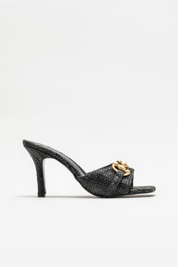 Siyah topuklu kadın terlik - Elle Shoes