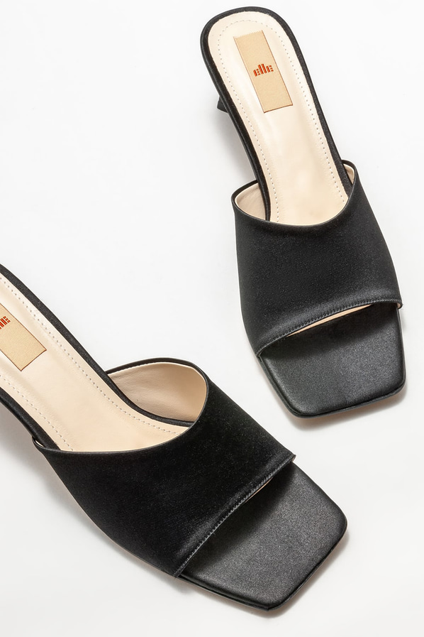 Siyah topuklu kadın terlik - Elle Shoes