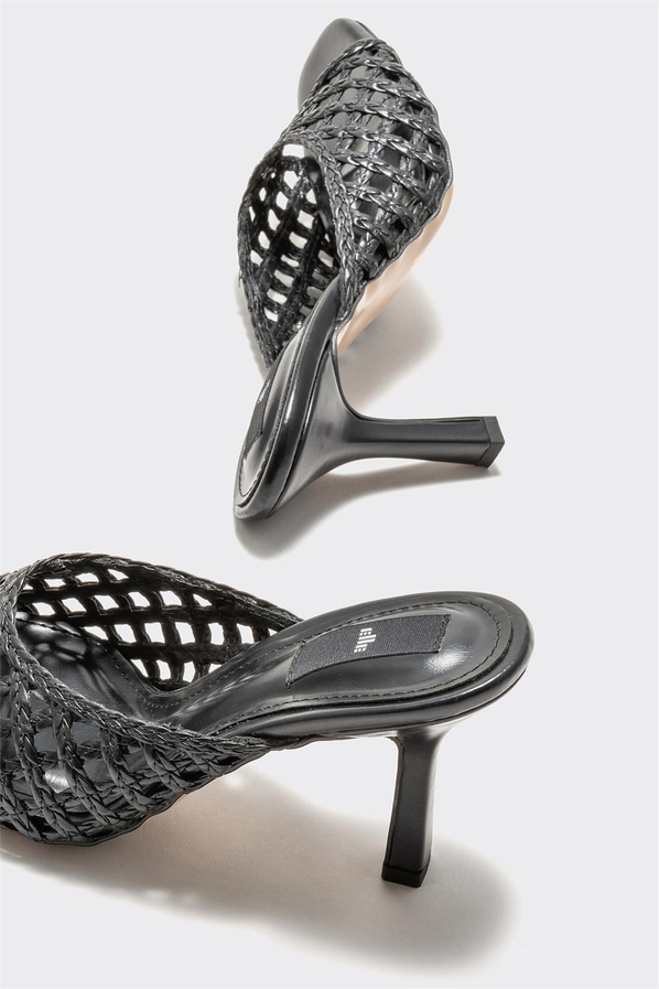 Siyah topuklu kadın terlik - Elle Shoes