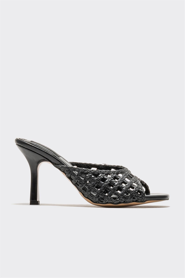 Siyah topuklu kadın terlik - Elle Shoes