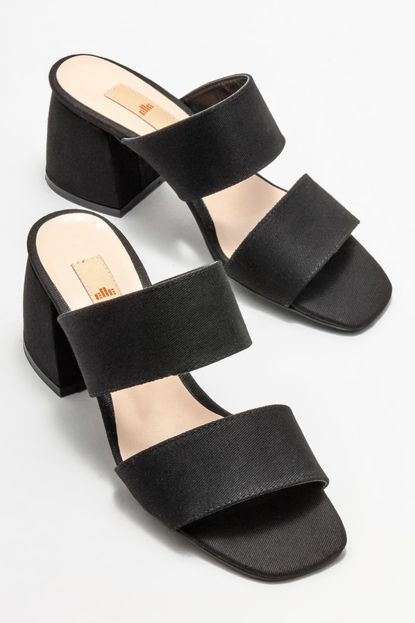 Siyah topuklu kadın terlik - Elle Shoes