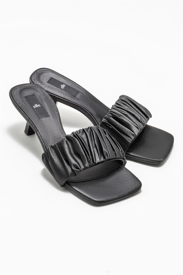 Siyah topuklu kadın terlik - Elle Shoes
