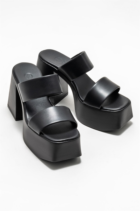 Siyah topuklu kadın terlik - Elle Shoes