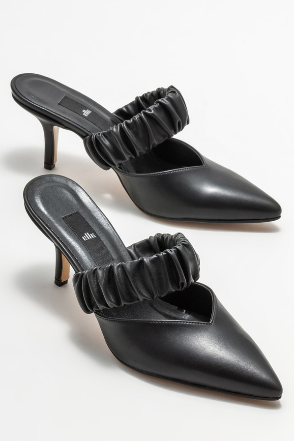 Siyah topuklu kadın terlik - Elle Shoes