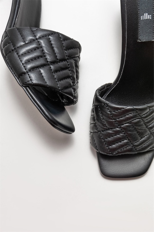 Siyah topuklu kadın terlik - Elle Shoes