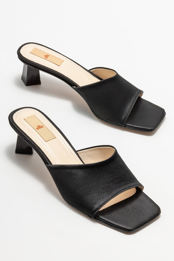 Siyah topuklu kadın terlik - Elle Shoes
