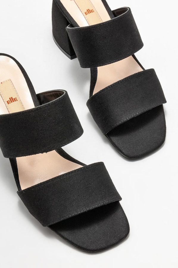 Siyah topuklu kadın terlik - Elle Shoes