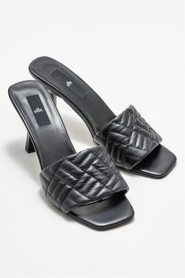 Siyah topuklu kadın terlik - Elle Shoes