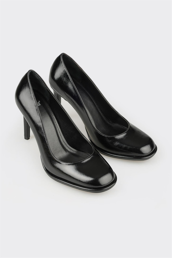 Siyah ince topuklu kadın ayakkabı, ofis stili için - Elle Shoes