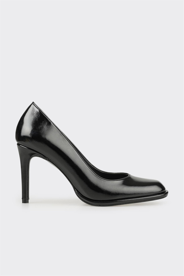 Siyah ince topuklu kadın ayakkabı, ofis stili için - Elle Shoes