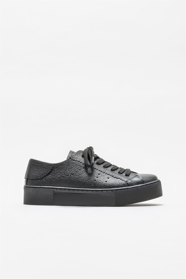 Siyah deri kadın sneaker - Elle Shoes