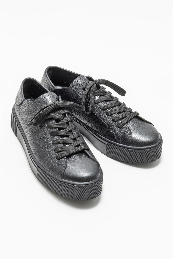 Siyah deri kadın sneaker - Elle Shoes