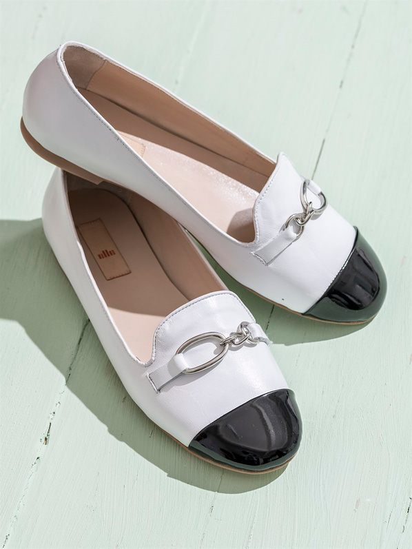 Beyaz siyah kadın ayakkabı - Elle Shoes