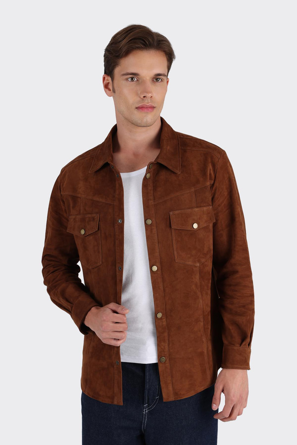 Taba deri erkek ceket - Elle Shoes