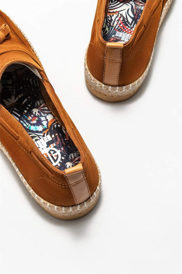 Taba deri ve süet püsküllü erkek espadril, klasik stil için - Elle Shoes