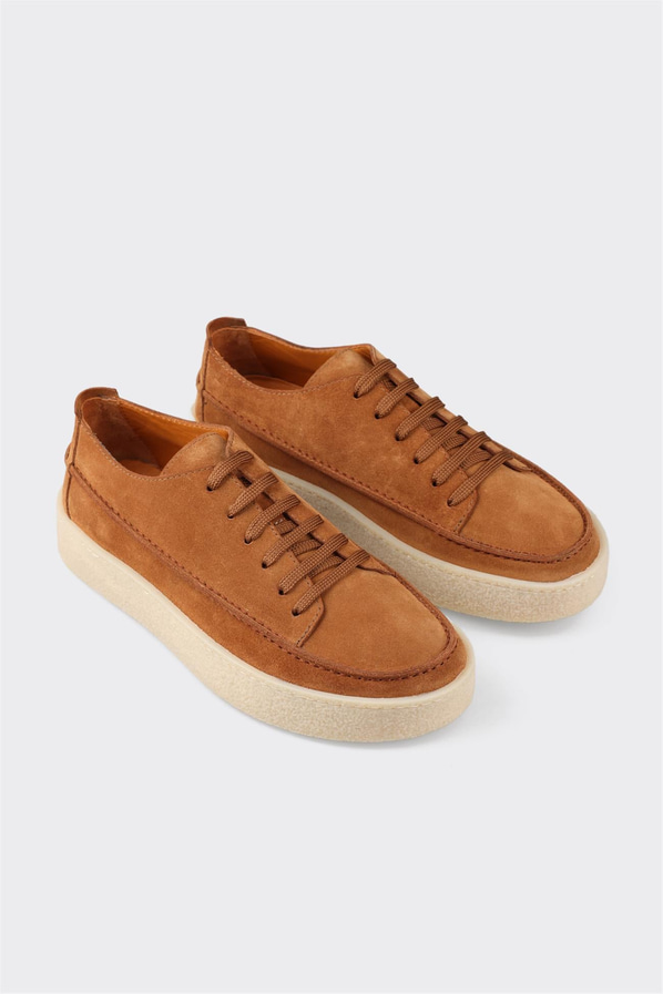 Taba deri ve süet erkek günlük ayakkabı, rahat kullanım için - Elle Shoes