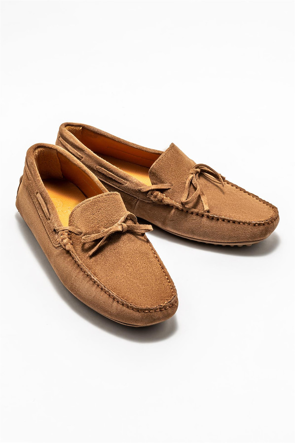 Taba deri erkek loafer, günlük kullanım için - Elle Shoes