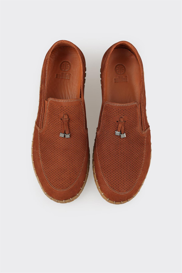 Taba deri erkek günlük ayakkabı, günlük kullanım için - Elle Shoes