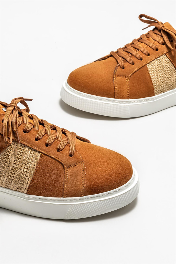 Taba deri erkek günlük ayakkabı, günlük kullanım için - Elle Shoes