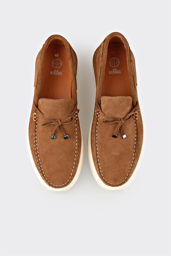 Taba deri erkek loafer, günlük kullanım için - Elle Shoes
