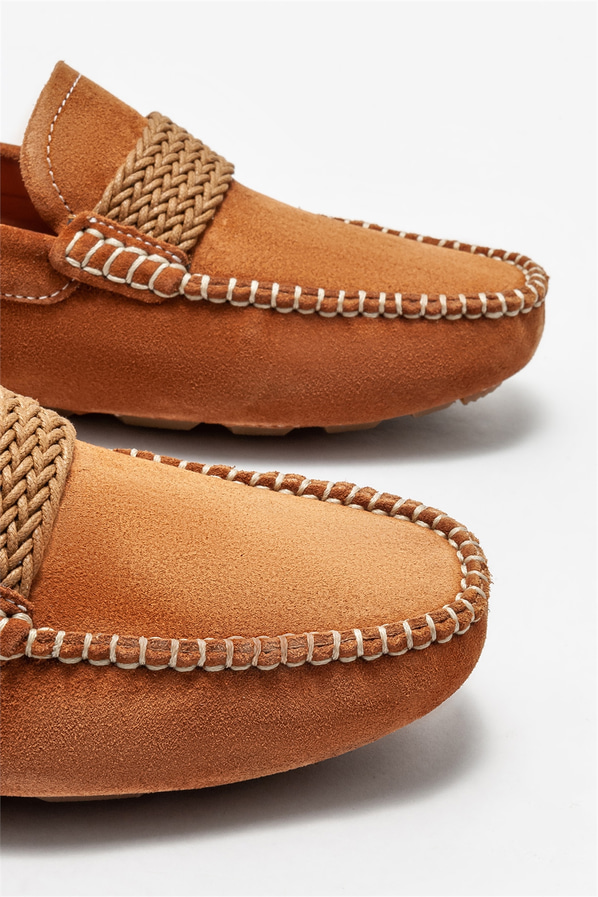 Taba deri erkek günlük ayakkabı, günlük kullanım için - Elle Shoes