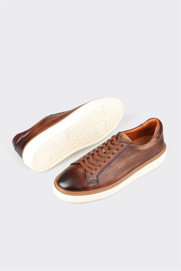 Taba deri erkek günlük ayakkabı, günlük kullanım için - Elle Shoes