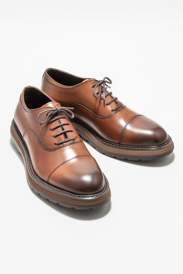 Taba deri erkek günlük ayakkabı, günlük kullanım için - Elle Shoes