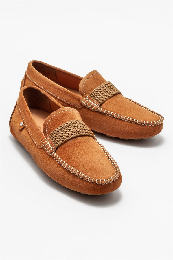 Taba deri erkek günlük ayakkabı, günlük kullanım için - Elle Shoes