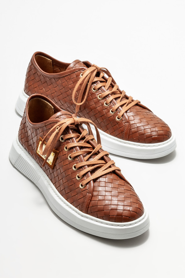 Taba deri erkek günlük ayakkabı, günlük kullanım için - Elle Shoes