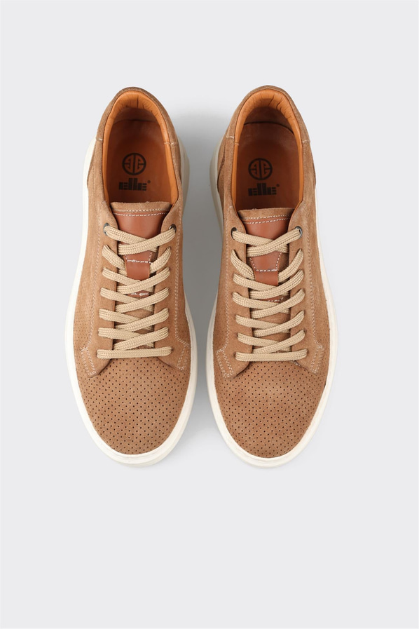 Taba deri erkek günlük ayakkabı, günlük kullanım için - Elle Shoes