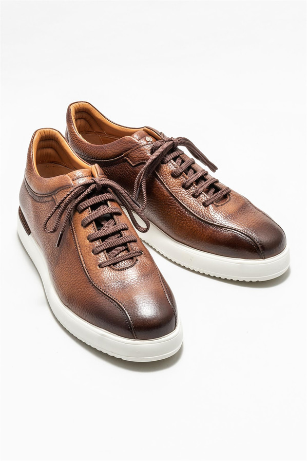 Taba deri erkek günlük ayakkabı, rahat kullanım için - Elle Shoes