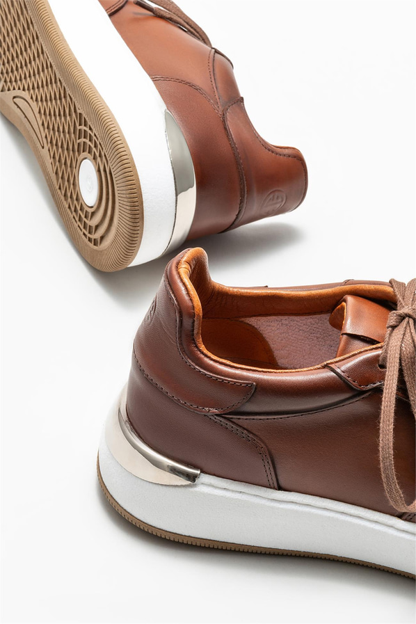 Taba deri erkek günlük ayakkabı, günlük kullanım için - Elle Shoes