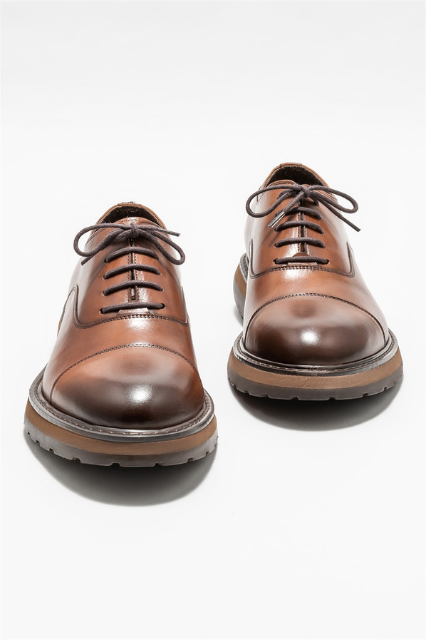 Taba deri erkek günlük ayakkabı, günlük kullanım için - Elle Shoes