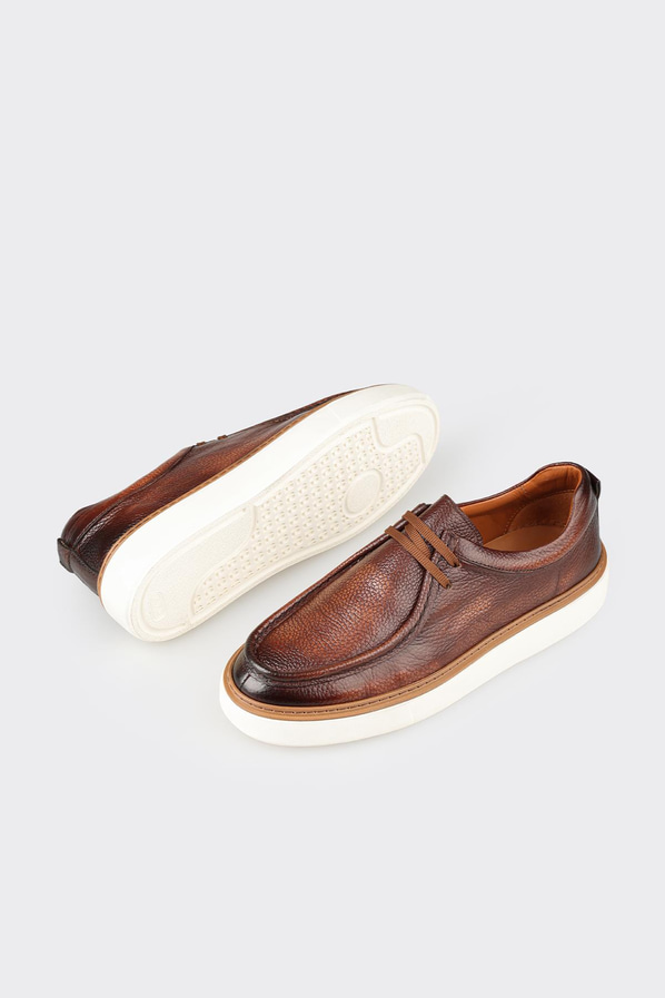 Taba deri erkek günlük ayakkabı, günlük kullanım için - Elle Shoes