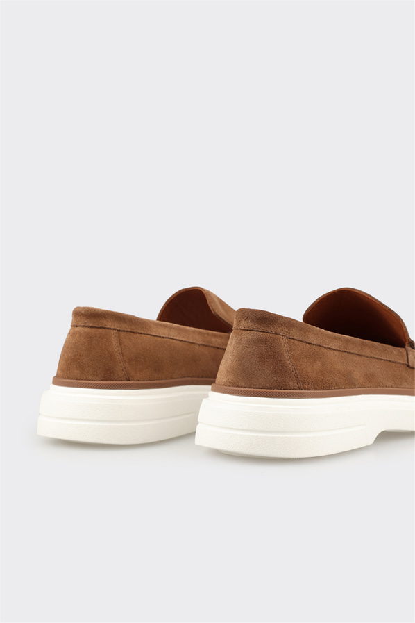 Taba deri erkek loafer, günlük kullanım için - Elle Shoes