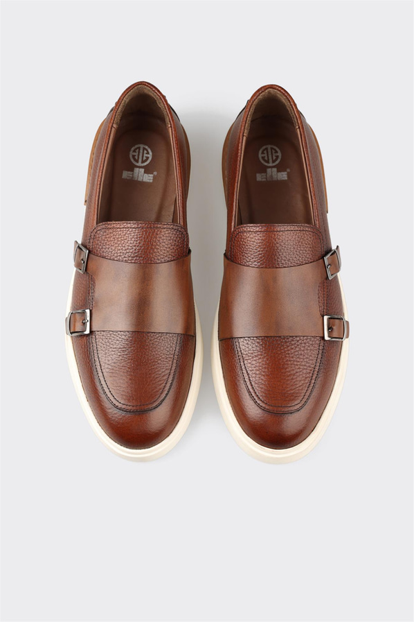 Taba deri erkek loafer, günlük kullanım için - Elle Shoes