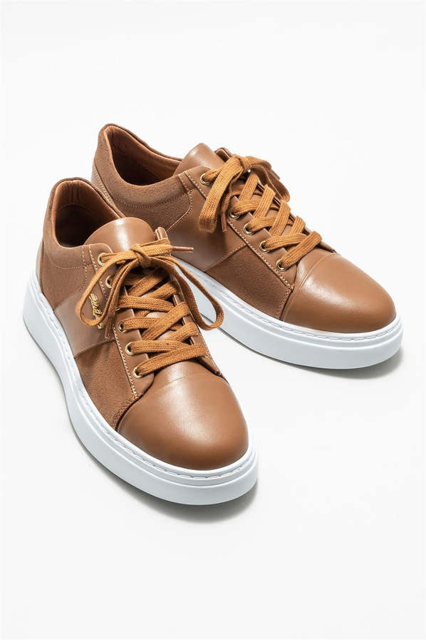 Taba deri erkek günlük ayakkabı, günlük kullanım için - Elle Shoes