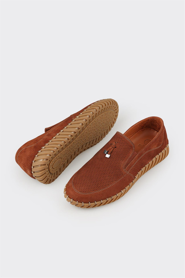 Taba deri erkek günlük ayakkabı, günlük kullanım için - Elle Shoes
