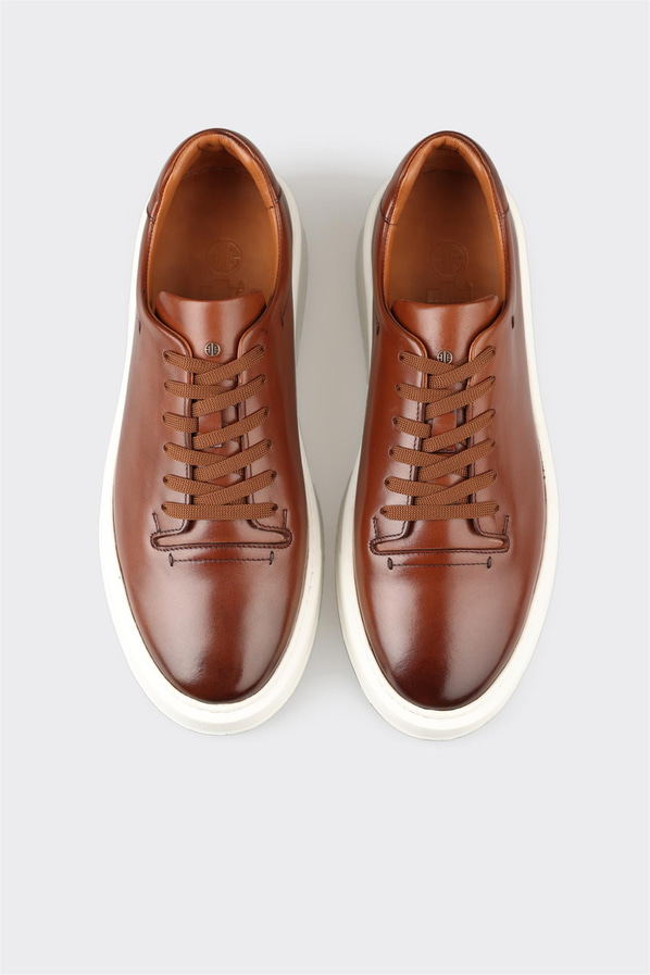 Taba deri erkek günlük ayakkabı, günlük kullanım için - Elle Shoes