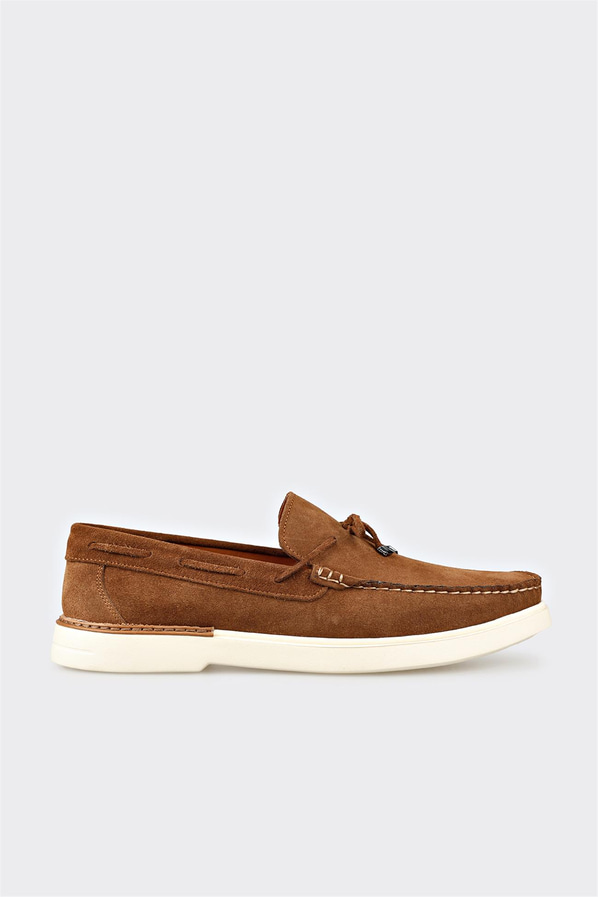 Taba deri erkek loafer, günlük kullanım için - Elle Shoes