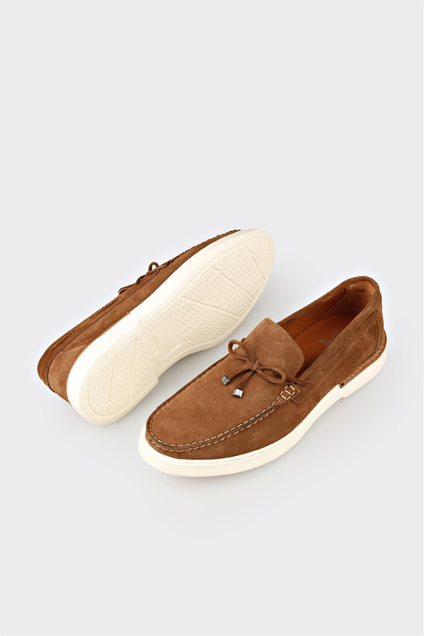 Taba deri erkek loafer, günlük kullanım için - Elle Shoes